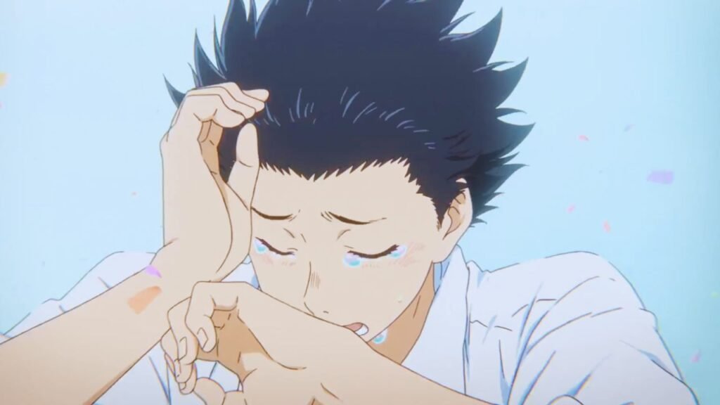 Shoya Ishida cries during the school festival in A Silent Voice final scene