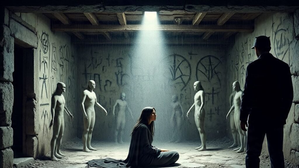 a girl with many gost
